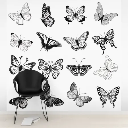Фотообои Бабочки, арт. 43590, пример фотообоев на стене