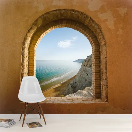 Фотообои Окно На Море, арт. 44032, пример фотообоев на стене
