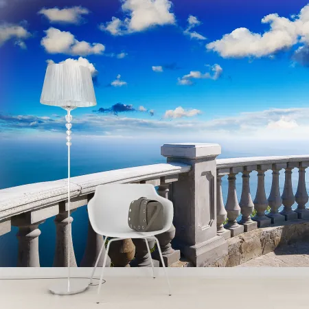 Фотообои Балкон с видом на море, арт. 44220, пример фотообоев на стене