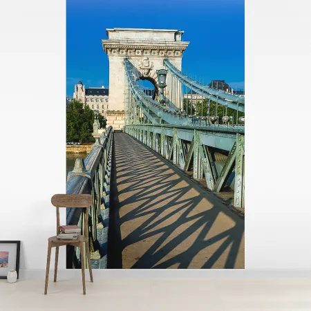 Фотообои Цепной мост над Дуна, арт. 44224, пример фотообоев на стене