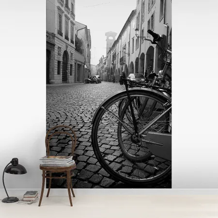 Фотообои Улица. Велосипеды, арт. 44334, пример фотообоев на стене