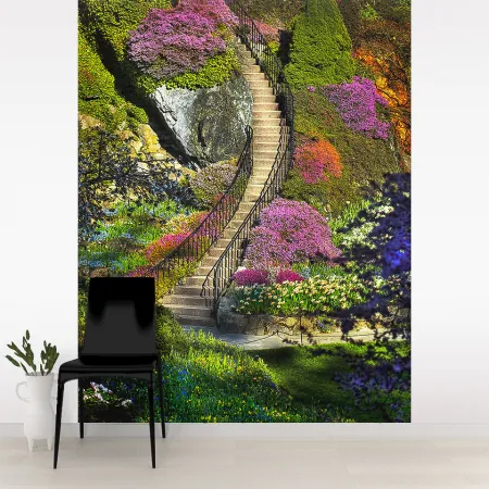 Фотообои Лестница в Сад, арт. 44343, пример фотообоев на стене