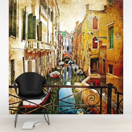Фотообои Венецианская улица, арт. 44356, пример фотообоев на стене