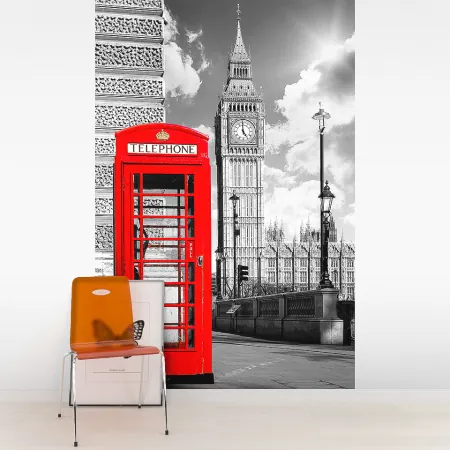 Фотообои Телефонная кабина.Лондон., арт. 44361, пример фотообоев на стене