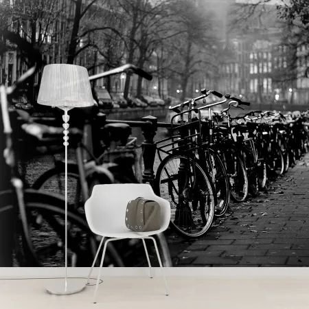 Фотообои Голландия. Улица велосипедов., арт. 44367, пример фотообоев на стене