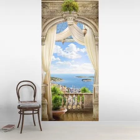 Фотообои Вид с балкона на море, арт. 44411, пример фотообоев на стене