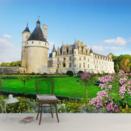 Фотообои Замок во Франции, арт. 45012, пример фотообоев на стене