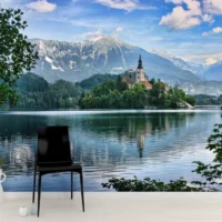 Фотообои Словения, озеро Блед, арт. 45014, пример фотообоев на стене
