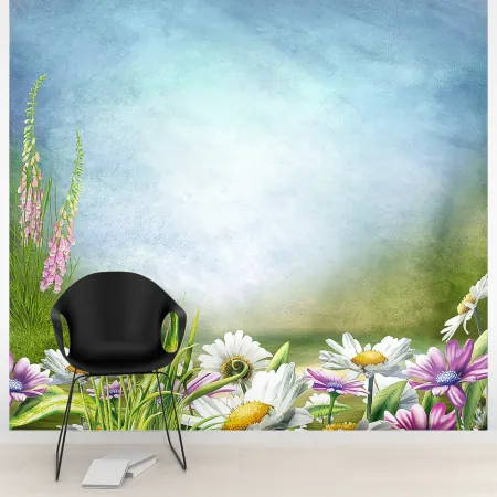 Фотообои Сказочные цветы, арт. 46226, пример фотообоев на стене