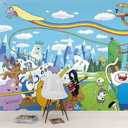 Фотообои Герои Adventure time, арт. 46326, пример фотообоев на стене