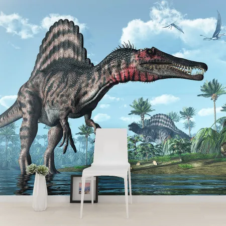 Фотообои Динозавры, арт. 46342, пример фотообоев на стене