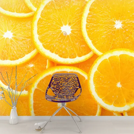 Фотообои Апельсиновые Дольки, арт. 47040, пример фотообоев на стене