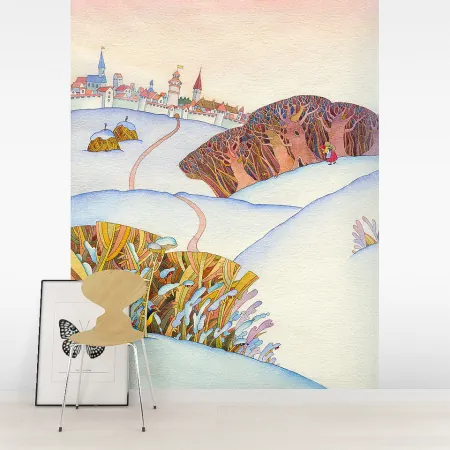 Фотообои Сугробы снега, арт. 49016, пример фотообоев на стене
