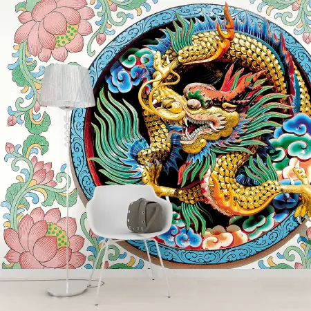 Фотообои Китайский дракон, арт. 49073, пример фотообоев на стене
