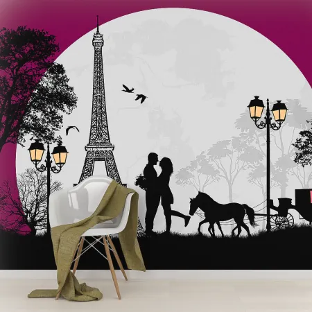 Фотообои Романтика Парижа, арт. 49086, пример фотообоев на стене