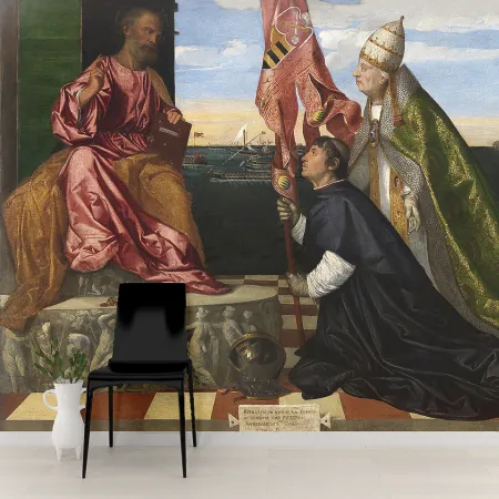 Фотообои Папа Александр Vi Представляет Якопо Пезаро Святому Петру, арт. 50071, пример фотообоев на стене