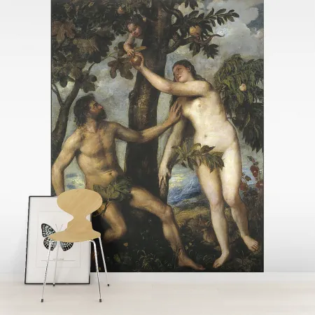 Фотообои Адам И Ева, арт. 50099, пример фотообоев на стене