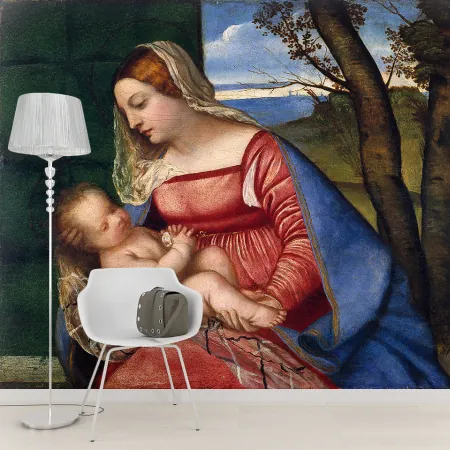 Фотообои Мадонна С Младенцем, арт. 50105, пример фотообоев на стене
