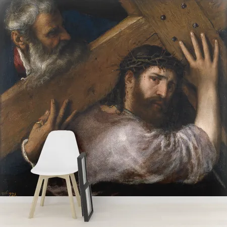 Фотообои Христос И Симон Киринейский, арт. 50117, пример фотообоев на стене