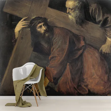 Фотообои Христос И Симон Киринейский, арт. 50118, пример фотообоев на стене
