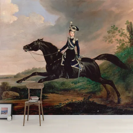 Фотообои Великий Князь Александр Николаевич На Коне, арт. 50215, пример фотообоев на стене