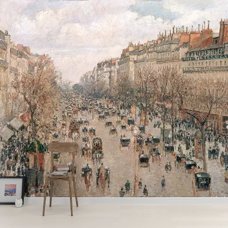 Фотообои Бульвар Монмартр В Париже, арт. 50245, пример фотообоев на стене