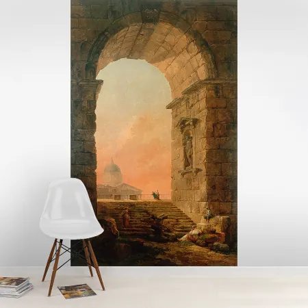 Фотообои Пейзаж С Аркой И Куполом Собора Св. Петра В Риме, арт. 50261, пример фотообоев на стене