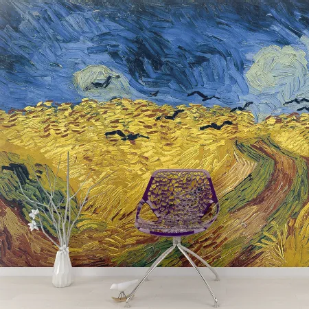 Фотообои Хлебное поле с воронами. Ван Гог, арт. 50300, пример фотообоев на стене