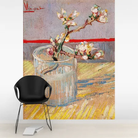 Фотообои Винсент Ван Гог - Цветущая ветка миндаля, арт. 50325, пример фотообоев на стене