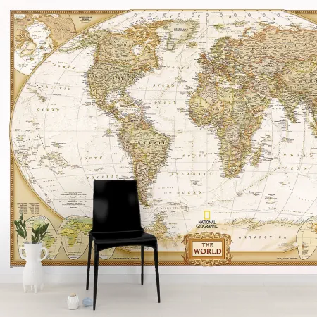 Фотообои Карта мира, арт. 51073, пример фотообоев на стене