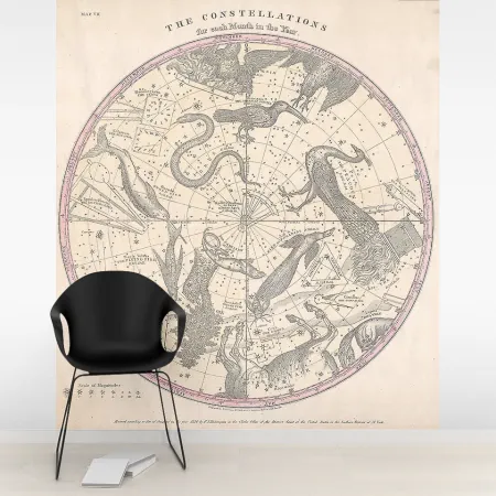 Фотообои Карта Астрономии и Астрологии, арт. 51074, пример фотообоев на стене
