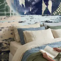 Фотообои для магазина артикул:52105 "Взгляд с поверхности луны": реалистичный вид Земли с поверхности Луны, высокое качество печати, эффект присутствия, космический декор. Вид в близко