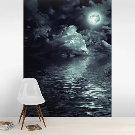 Фотообои Ночное Море, арт. 53153, пример фотообоев на стене