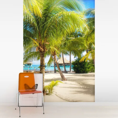 Фотообои Пальмы на пляже, арт. 53243, пример фотообоев на стене