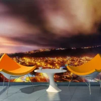 Фотообои Ночной город под светящимся небом, арт. 54065, 3D фотография в интерьере