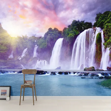 Фотообои Живописный водопад, арт. 55667, пример фотообоев на стене