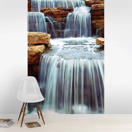 Фотообои Уступчатый водопад, арт. 55668, пример фотообоев на стене
