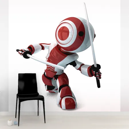 Фотообои Робот с мечами, арт. 56007, пример фотообоев на стене
