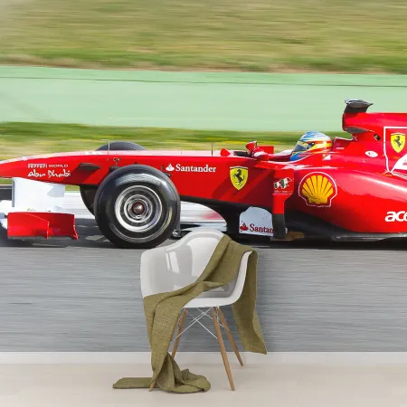 Фотообои F1 Ferrari, арт. 57228, пример фотообоев на стене