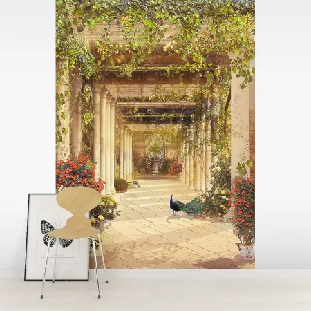 Фотообои Цветущий сад, арт. 58051, пример фотообоев на стене