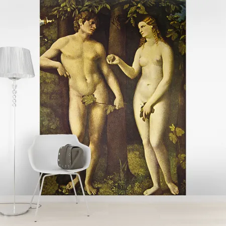 Фотообои Адам и Ева, арт. 58078, пример фотообоев на стене