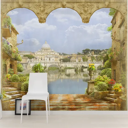 Фотообои Вид с террасы на собор святого Петра, арт. 58133, пример фотообоев на стене