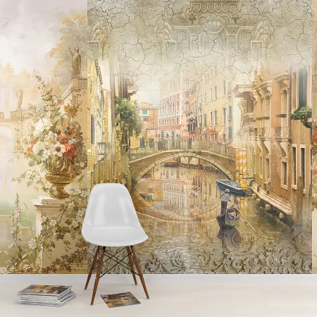 Фотообои Венеция. Коллаж, арт. 58207, пример фотообоев на стене