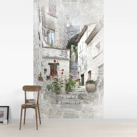 Фотообои Дворик в старом городе, арт. 58223, пример фотообоев на стене