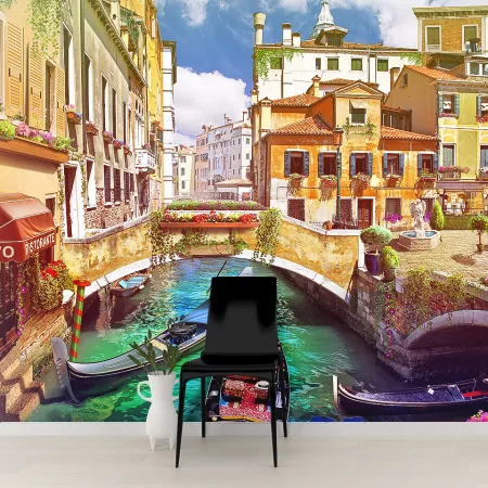 Фотообои Венецианский канал, арт. 58280, пример фотообоев на стене