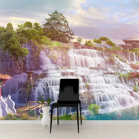 Фотообои Японские водопады, арт. 58295, пример фотообоев на стене