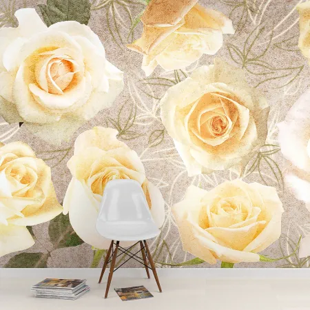 Фотообои Кремовые розы, арт. 60636, пример фотообоев на стене
