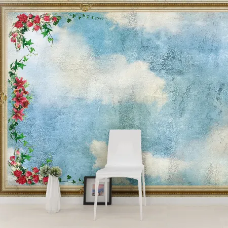 Фотообои Небо и цветы, арт. 62002, пример фотообоев на стене