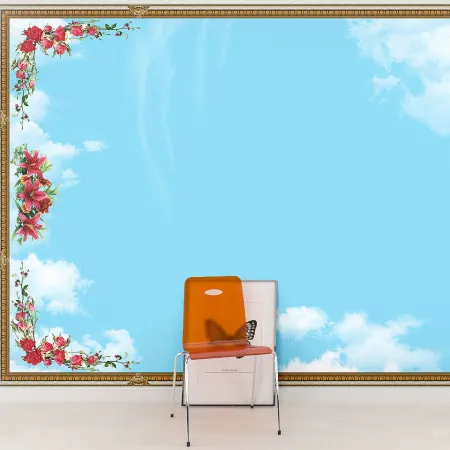 Фотообои цветы и облака, арт. 62026, пример фотообоев на стене